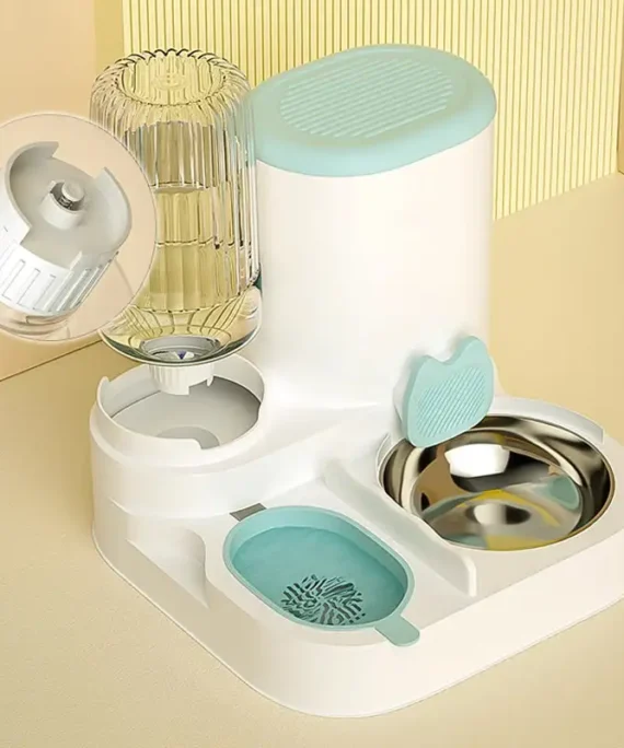 Gravity pet feeder with water dispenser