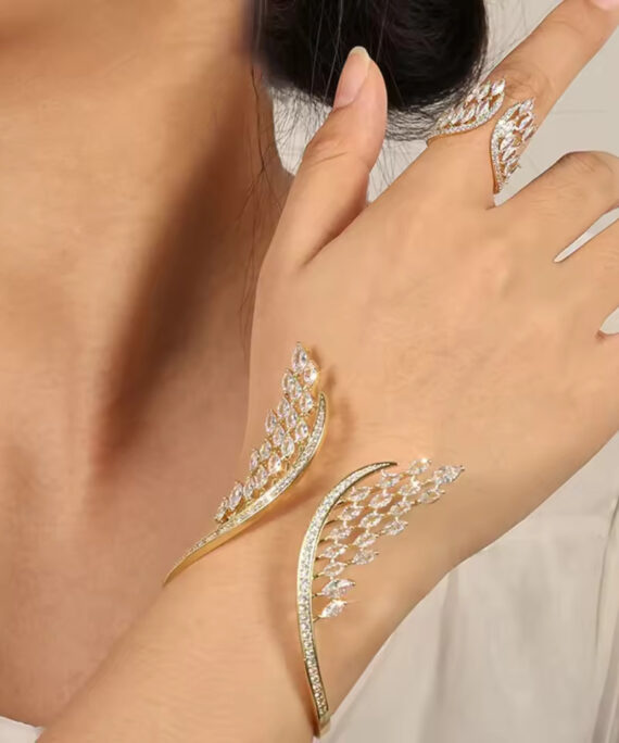 Armbånd og ring med englevinger