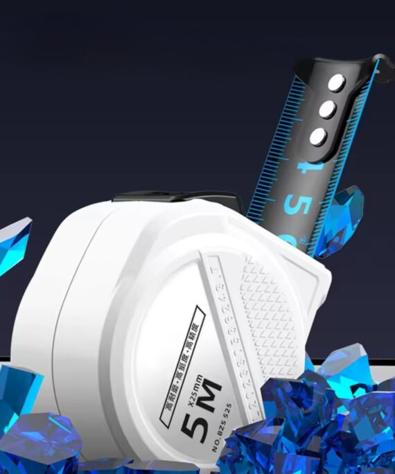 Selvlåsende målebånd med blått lys