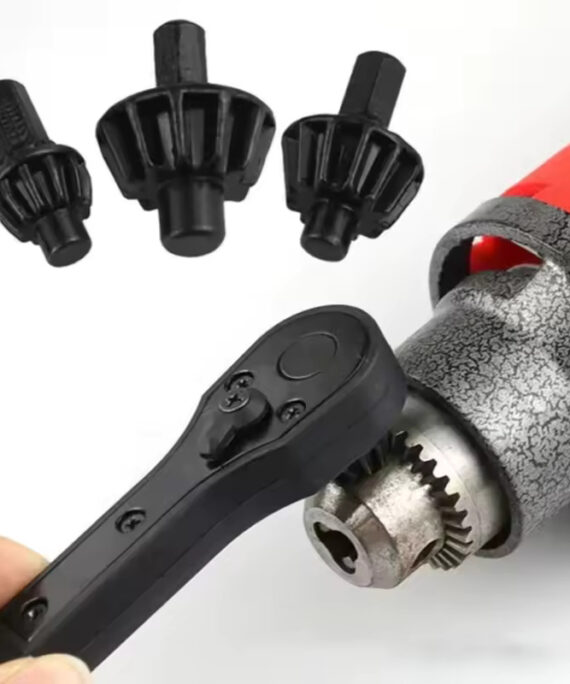 2-i-1 skralle- og fastnøkkelsett med chuck