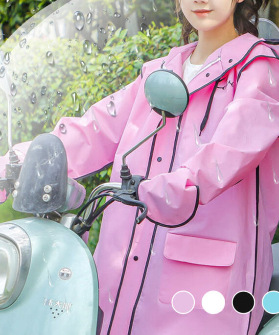 Gjenbrukbar regnfrakk med hette og maske