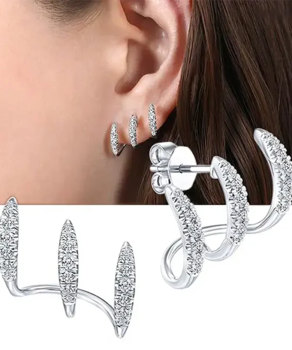 Böjda örhängen med tre spetsar