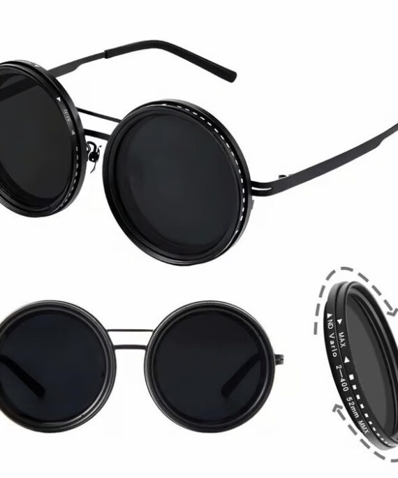 Justerbara tonade runda polariserande solglasögon