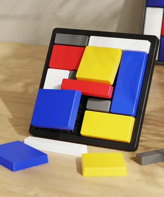 Pusselspel med geometriska block