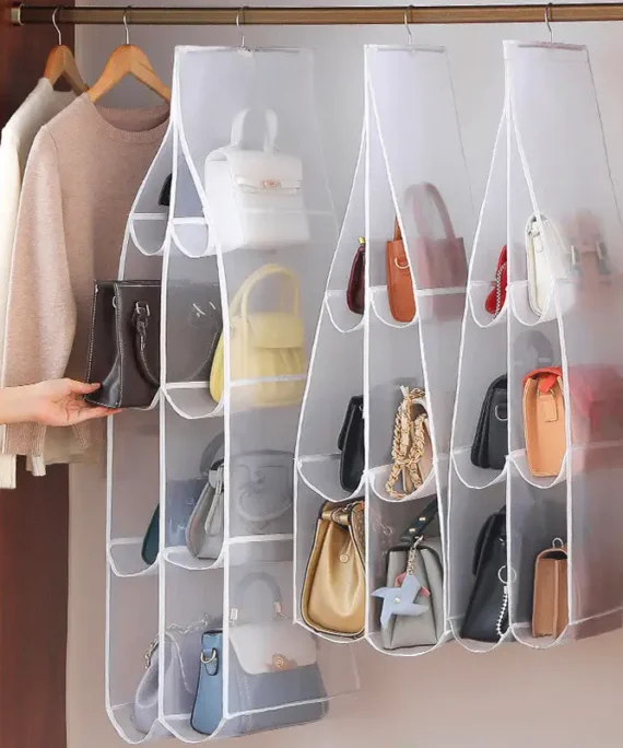Hanging handbag organizer