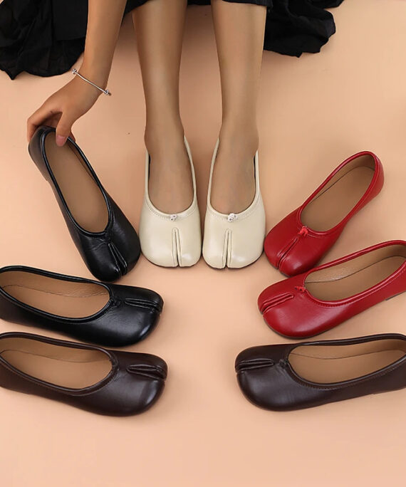 Women's leather toe separator loafers