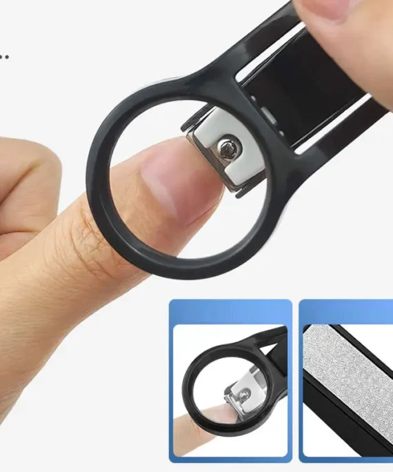 Nail clipper with magnifying glass