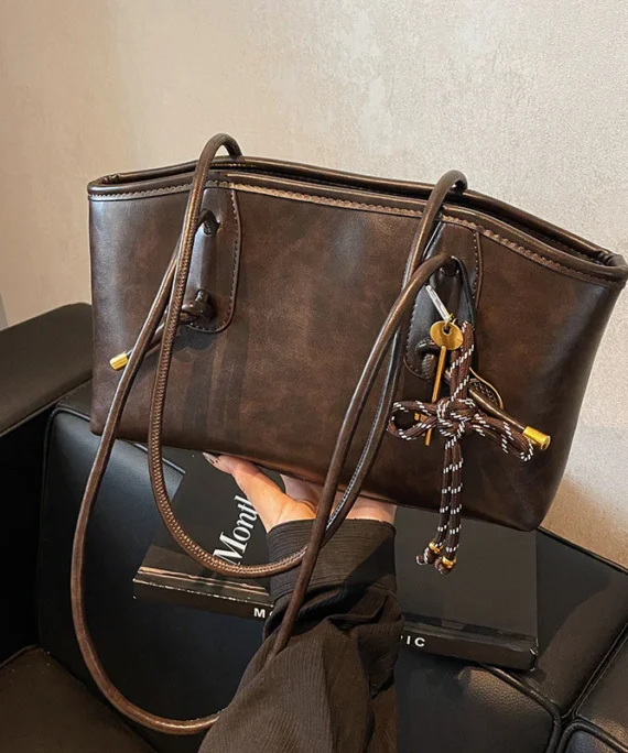 Vintage PU leather shoulder bag