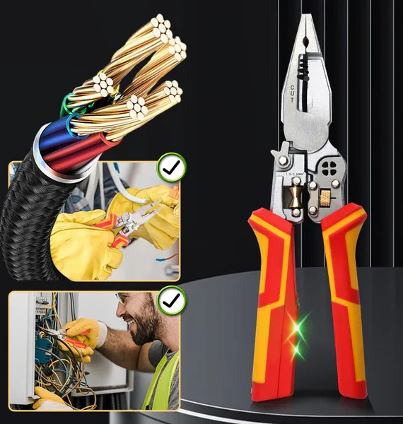 8-in-1 wire stripper with voltage tester