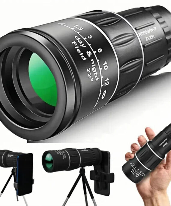 High magnification portable monocular telescope