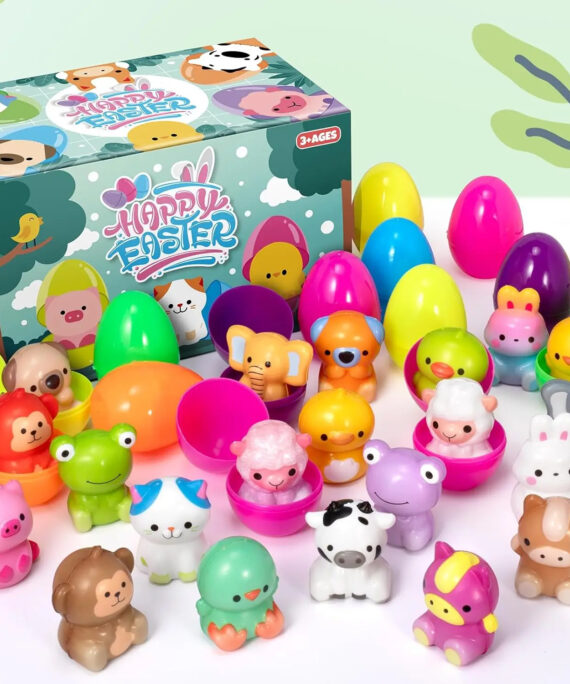 Easter surprise eggs with squishy toys