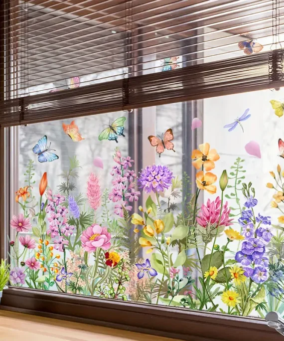 Colorful bouquet window sticker