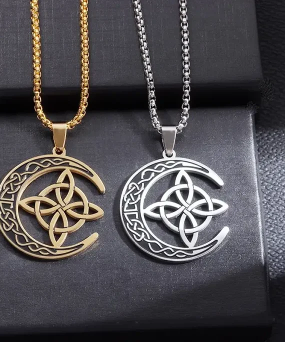 Celtic moon pendant necklace